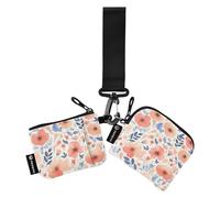 Astratto Acquerello Fiore Corallo Chiaro Blu Delle Donne Doppi Portafogli Busniess Custodie per Carte Mini Moda Cerniera Portafoglio con Cerniera Tasca Monete per Uomo 2 Pz, Astratto Fiore Acquerello