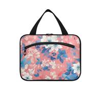 Astratto Acquerello Fiore Luce Corallo Blu Appeso Grande Capacità Borsa Cosmetica da Viaggio con Gancio, Designer Unisex Borse per Uomo per le Donne Viaggio Campeggio estuche para guardar maquillaje