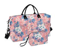 Astratto Acquerello Fiore Luce Corallo Blu Decorativo Spalla Weekender Pernottamento Borsa Palestra con Cinghia Regolabile per Yoga Multifunzionale bolsos para