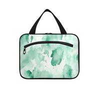 Astratto Acquerello Verde Menta Crema Bianco appeso formato da viaggio kit di articoli da toeletta con gancio, kit da toilette compatto di design per gli elementi essenziali da viaggio estuche para