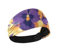Astratto Arancione Viola Viole Del Pensiero Fiori Antiscivolo Spessa Fasce per le Donne Elastico Fascia Sudore per le Donne per Atletica Sport Palestra Esc