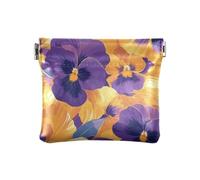 Astratto Arancione Viola Viole Del Pensiero Fiori di Modo Delle Donne di Cuoio Della Borsa Della Moneta Portafoglio Portatile Mini Caso Cosmetico per Le Donne monedero Pequeno