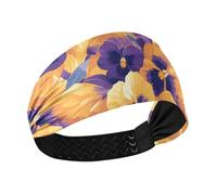 Astratto Arancione Viola Viole Del Pensiero Fiori Raffreddamento Atletico Fasce Elastiche Sudore per Sport Atletici Sport Trucco Lavaggio
