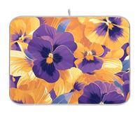 Astratto Arancione Viola Viole Del Pensiero Fiori Resistente al Calore mar Piatto di Asciugatura mat per il Contatore della Cucina Grande Piatto Stendibiancheria stuoia 18 x 24