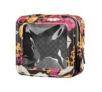 Astratto arcobaleno strisce carino trasparente trucco borsa per la borsa per le donne organizzatore cosmetico portatile articoli da toeletta con cerniera, Labbra Bacio Cuore Pattern Love, Taglia unica