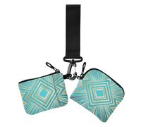 Astratto Art Lines Square Blue Portafoglio portamonete da donna porta carte sottile piatto organizer per denaro con cerniera tasca portamonete da donna 2 confezioni