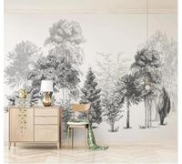 Astratto Bianco E Nero Schizzo Foresta Arte 3D Carta Da Parati Facile Installare Mobili Sfondi Ufficio Divano Camera Letto Sfondo Decorazione Murale-200cm×140cm