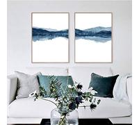 Astratto Blu Scuro Stampa Indaco Paesaggio Tela Pittura Poster E Stampe Immagini da Parete Per Camera da Letto Home Room Decor (50x70cm / 19.7 "x27.6")x2 Frameless