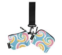 Astratto colorato a forma di spirale linee audaci portafogli doppi da donna custodie per carte di lavoro sottile piatto da donna porta carte di credito portamonete con cinturino da polso per signore