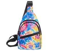 Astratto Colorato Tie Dye (3) Busto Daypack Crossbody Zaino per Donne Uomini, Multicolore 01, 11.8x7x1.5in/30x18x4cm