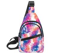 Astratto Colorato Tie Dye (3) Busto Daypack Crossbody Zaino per Donne Uomini, Multicolore 02, 11.8x7x1.5in/30x18x4cm