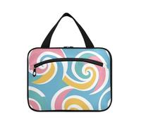 Astratto Colorful Spirale Forma Bold Lines appeso grande appeso viaggio borsa da toilette con gancio, designer carino borsa da toilette impermeabile per gli elementi essenziali di viaggio per le donne