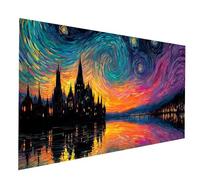Astratto Diamond Painting Kit Completo, Diamond Painting Castello, Diamante Dipingere con i Numeri Adulti 60 x 120CM, Kit Punto Croce Diamantini Crystal Art Pittura Con Numeri, Regalo Donna JXL-11185