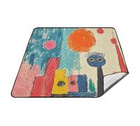 Astratto Doodle Art Childlike Colorato Impermeabile Picnic Coperte Grande Prato Picnic Coperte Grande per Famiglia Primavera Regali cobija para la playa