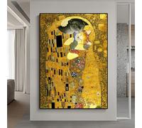 Astratto Due Gatti Amanti Baci Creatività Il Bacio Di Gustav Klimt Art Tela Poster Pittura Poster Arte Murale Immagini Camera Home Decor 40X60Cm Senza Cornice