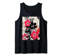 Astratto Floreale Graffiti Street Art Giapponese Rosa Nero Canotta