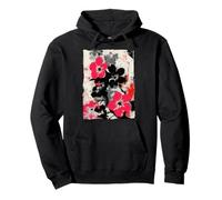 Astratto Floreale Graffiti Street Art Giapponese Rosa Nero Felpa con Cappuccio