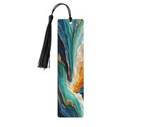 Astratto Fluente Forme Organiche Blu Oro Bianco Segnalibri In Legno Con Nappe Cartello In Legno Per Artigianato Segnalibro Tag Per Lettori Amanti Del Libro