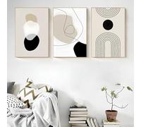 astratto geometrico beige nero linea grafica poster stampe stile bohémien parete arte modernità medio secolo tela pittura soggiorno stanza casa Decorazioniazioni 50x70cmx3 senza cornice