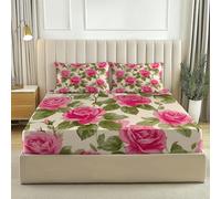 Astratto Geometrico Griglia Occhio Lenzuolo Con Angoli Stampati, Microfibra Per Letto Matrimoniale 160 x 200 + 30 cm Per Una Tasca Profonda 30 Cm - Resistente Allo Scolorimento (Rosa, 2 Federe)