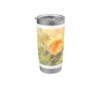 Astratto Giardino Floreale Giallo, Molla Bicchiere termico in acciaio inox doppia parete