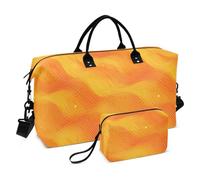 Astratto Glitter Giallo Onda Linee Decorative Viaggio Duffel Bag Tote Bag con Cinghia Regolabile per Trekking 2 Pz Set bolso de Mano para viajar en Avion