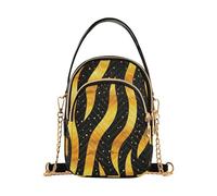 Astratto Gold Wave Lines Nero alla moda in pelle borsa a tracolla con multi tasche borsa a mano per le madri