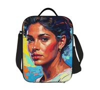 Astratto Linea Contemporanea Stroke Style Grande Borsa termica per il pranzo riutilizzabile a prova di perdite Lunch Box Cooler Tote Bag con tracolla regolabile Trasportatore di cibo per donne uomini