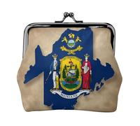 Astratto Maine State Flag Map01 Stampa Vintage Leather Change Purse Elegante Piccolo Portamonete per le Donne Portafoglio Mini