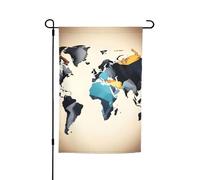 Astratto Mappa Del Mondo Stampa 30,5 x 18 "Floreale Giardino Bandiera Tutte Le Stagioni Outdoor Yard Decor Spessa Per Prati Bandiera
