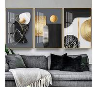 Astratto Marmo Nero Texture Canva Pittura Poster Estetica Oro Linee Geometriche Immagini Per Stampe Murali Room Decor 50x75cm(20x30in)x3 senza cornice