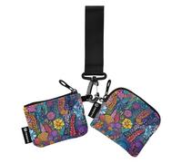 Astratto Modello Fiore Colorato Pittura A Olio Donne Organizzatori di Soldi Piccolo Portatile Identità Card Protector con Portachiavi per Uso quotidiano 2 Pz para Meter tarjetas de credito