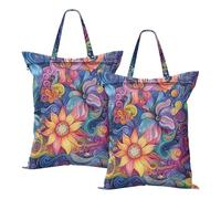 astratto modello floreale colorato pittura a olio sporco lavanderia borsa da viaggio impermeabile bagnato asciutto borse per allenamento yoga 2 PCS vestiti sporchi borsa per viaggiare con manico