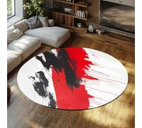 Astratto moderno 90cm Tappeti rotondi per camera da letto cucina Rosso Bianco e nero Lavato a inchiostro Circle Carpet Lavabile per pavimento della fattoria Sotto il tavolo Antiscivolo