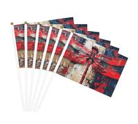 Astratto Rosso Libellula Stampa Palmare Bandiera Pole Bandiere portatili Decor Eventi Versatile Uso Gruppo Attività