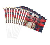 Astratto Rosso Libellula Stampa Palmare Bandiera Pole Bandiere portatili Decor Eventi Versatile Uso Gruppo Attività