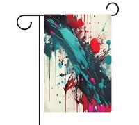Astratto schizzi di vernice bandiera giardino casa prato segno di benvenuto banner doppio lato piccole bandiere personalizzate per piscina, cortile, decorazione da parete per la casa all'aperto 32,6 x