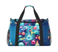 Astratto Scienza Chimica Illustrazione Stampa 3D Carry on Bagagli per Donne Uomini Spalla Weekender Crossbody Bag per Yoga Viaggi Must Haves, nero, Taglia unica