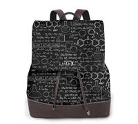 Astratto Scienza Chimica Illustrazione Stampa 3D Donne Zaino Impermeabile Antifurto Leggero Pu Moda Pelle Nylon Scuola Borsa A Tracolla Zaino Da Viaggio, Nero , Taglia unica