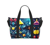 Astratto Scienza Chimica Piccolo Duffel Bag Pieghevole Borsa Da Viaggio Weekender Borsa Da Viaggio Pernottamento Palestra Ospedale Borse Per Donne & Uomini, nero, Taglia unica