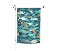 Astratto Shoal Of Fish Bandiera da giardino 30,5 x 45,7 cm a doppia faccia primavera estate bandiera decorativa da cortile piccola bandiera stagionale vacanza decorazione esterna