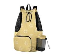 Astratto Stelle Forma Disegnato Linee Grassette Giallo Coulisse Zaino Stringa Borsa Con Porta Bottiglia D'acqua Separazione Bagnato e