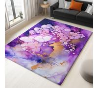 Astratto Tappeto per soggiorno - Bellissime Macchie D'Inchiostro Tappeto lavabile in lavatrice, Viola Tappetos morbido a pelo corto per camera da letto cucina ufficio 140 x 200 cm