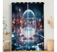 Astratto Tecnologia Tende a Pannello 2 Pannelli con Occhielli, Galleggiante Palla Di Vetro, Oscuranti Trattamento della Finestra per Camera da Letto, Tende cameretta bambini 117L x 183A cm, Blu