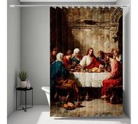 Astratto Tenda Doccia HD Stampa 150x200, Impermeabile Tenda Doccia L'Ultima Cena Shower Curtain con 12 Anelli, Orlo Ponderato Durevole e Lavabile Shower Curtain per Bagno, Vasca, Dormitorio -ly25072L7