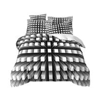 Astratto Texture Vortice Design Geometrico Set Biancheria da letto 2/3pcs Poliestere Copripiumino per Uomini Bianco Nero Grigio Arte Visiva Graffiti Quilt Cover Federa (220x240 cm, Color 4)