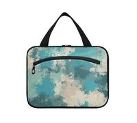 Astratto Turchese Beige Appeso Trucco Borsa per le Donne con Gancio, Designer Moda Kit da Barba Borse per gli Uomini per Viaggio Essentials Bagno bolso para maquillaje L