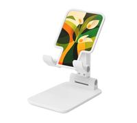Astratto Verdi Fiori Bianchi In Vaso Supporto Pieghevole per Cellulare Angolo Regolabile Altezza Desktop Portatile Cellulare Culla Compatibile Con Tutti Gli Smartphone Bianco Stile
