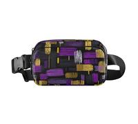 Astratto Viola Oro e Nero Alla Moda Crossbody Bag Anti Theft Marsupio per piccoli uomini d'affari Impermeabile con Cinghia Regolabile per lo Shopping Sport Lavoro bulto de cintura para