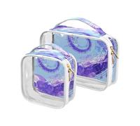 Astratto Viola Scheletro Note Musicali Piccolo Toiletry Bag TSA Approvato Trasparente Pennello Trucco Borsa Da Uomo Kit da Barba